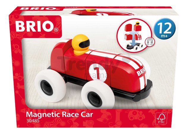 Drevená stavebnica Pretekárske autíčko Magnetic Race Car BRIO 5 magnetických dielov od 12 mes BRIO4855 