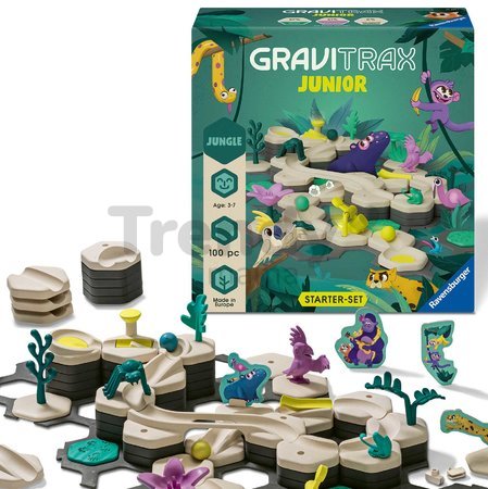 Guľôčková dráha Džungľa Štartovacia sada Starter Set Jungle Junior GraviTrax 100 dielikov s figúrkami zvieratiek
