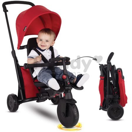 Trojkolka skladacia smarTfold 7v1 400 TouchSteering smarTrike kompaktná s EVA kolesami červená od 9 mes