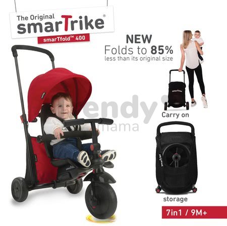 Trojkolka skladacia smarTfold 7v1 400 TouchSteering smarTrike kompaktná s EVA kolesami červená od 9 mes