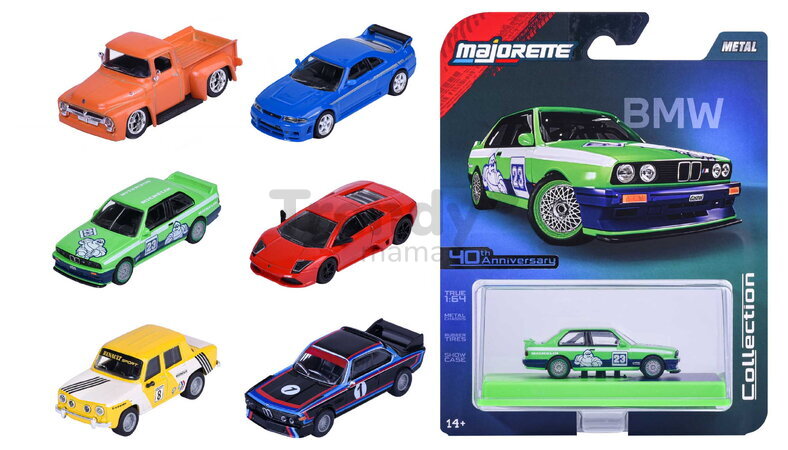 Mașinuță Collection Series Majorette mașinuță metalică în cutie de expunere, cu roți din cauciuc; lungime 7,5 cm; scara 1:64