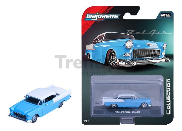 Autíčko v boxe Chevrolet Bel Air 1955 Majorette kovové s gumenými kolieskami dĺžka 7,5 cm 1:64