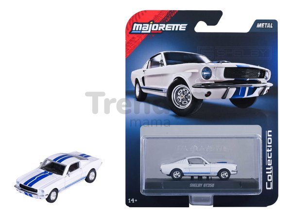 Autíčko v boxe Shelby GT350 1965 Majorette kovové s gumenými kolieskami dĺžka 7,5 cm 1:64