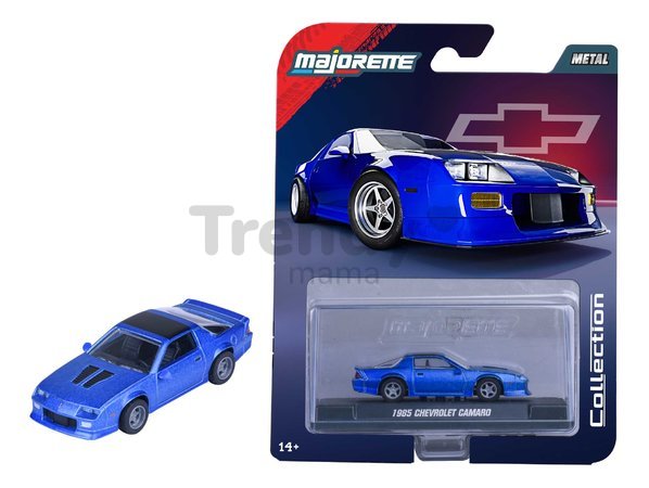 Autíčko v boxe Chevrolet Camaro 1985 Majorette kovové s gumenými kolieskami dĺžka 7,5 cm 1:64