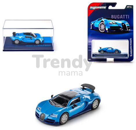 Autíčko Collection 2005 Bugatti Veyron Majorette mașină metalică în cutie de expunere, cu roți din cauciuc; lungime 7,5 cm; 1:64
