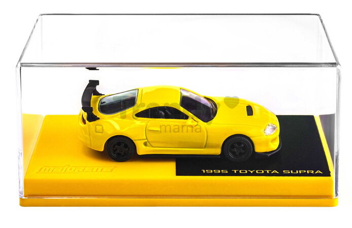 Mașinuță Collection 1995 Toyota Supra Majorette din metal, în cutie de expunere, cu roți din cauciuc; lungime 7,5 cm; 1:64