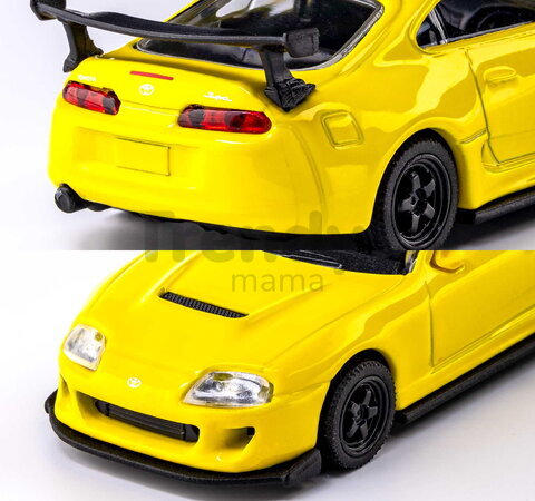 Mașinuță Collection 1995 Toyota Supra Majorette din metal, în cutie de expunere, cu roți din cauciuc; lungime 7,5 cm; 1:64