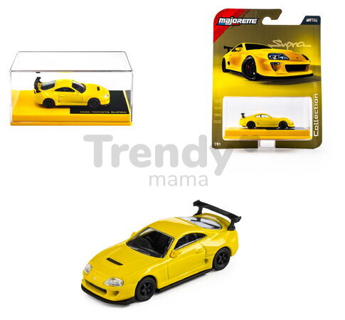 Mașinuță Collection 1995 Toyota Supra Majorette din metal, în cutie de expunere, cu roți din cauciuc; lungime 7,5 cm; 1:64