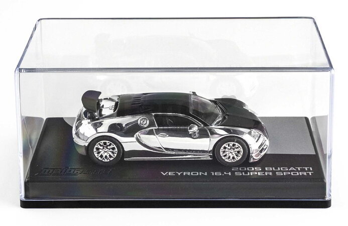 Autíčko Collection 2005 Bugatti Veyron 16.4 Majorette kovové vo výstavnom boxe s gumenými kolieskami dĺžka 7,5 cm 1:64 MJ5001030