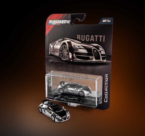 Autíčko Collection 2005 Bugatti Veyron 16.4 Majorette kovové vo výstavnom boxe s gumenými kolieskami dĺžka 7,5 cm 1:64 MJ5001030