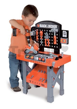 Pracovná dielňa Black&Decker Smoby s mechanickou vŕtačkou, motorkou a 25 doplnkami