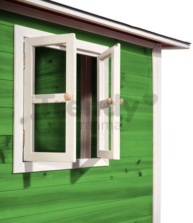 Domček cédrový na pilieroch Loft 300 Green Exit Toys s vodeodolnou strechou a šmykľavkou zelený