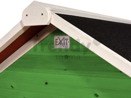Domček cédrový na pilieroch Loft 300 Green Exit Toys s vodeodolnou strechou a šmykľavkou zelený
