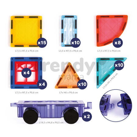 Magnetická stavebnica s autami Magnetic Vehicle Set Ludi 63 dielov LU50053