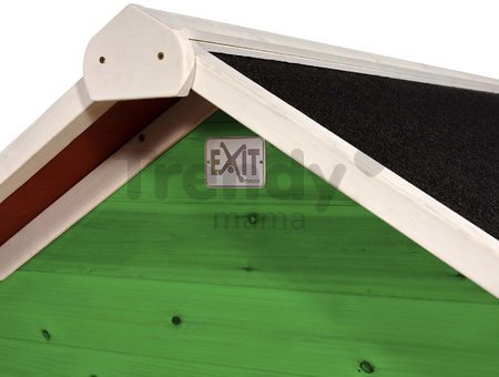 Domček cédrový na pilieroch Loft 700 Green Exit Toys s vodeodolnou strechou pieskoviskom a 2,28 m šmykľavkou zelený