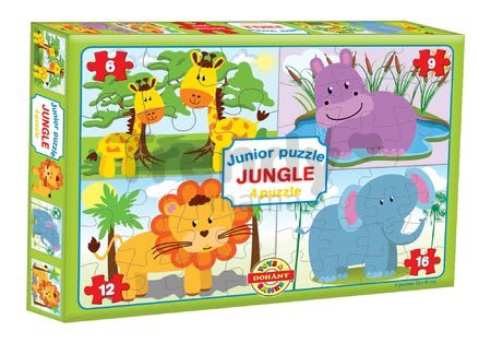Puzzle Junior Jungle 4 Zvieratká z džungle Dohány 6-9-12-16 dielov od 24 mes