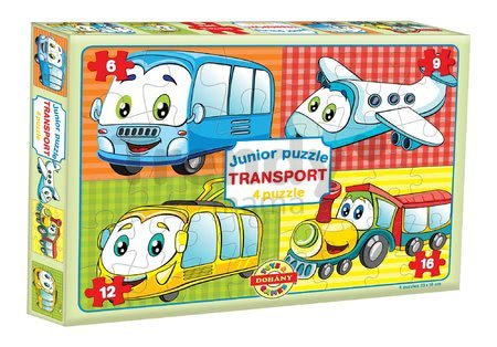 Puzzle Junior Transport 4 Dopravné prostriedky Dohány 6-9-12-16 dielov od 24 mes