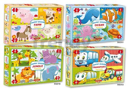 Puzzle Junior Jungle 4 Zvieratká z džungle Dohány 6-9-12-16 dielov od 24 mes