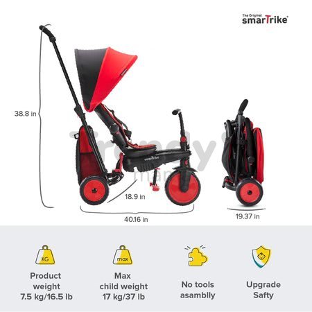 Trojkolka skladacia a sklápateľná smarTfold 6v1 smarTrike 300 Plus Red TouchSteering kompaktná s EVA kolesami od 10 mes