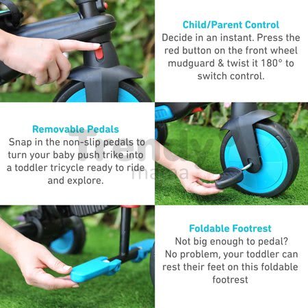 Tricikli összecsukható smarTfold 6in1 300 Plus TouchSteering smarTrike EVA kerekekkel kék 10 hó-tól