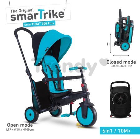 Tricikli összecsukható smarTfold 6in1 300 Plus TouchSteering smarTrike EVA kerekekkel kék 10 hó-tól