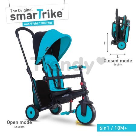 Tricikli összecsukható smarTfold 6in1 300 Plus TouchSteering smarTrike EVA kerekekkel kék 10 hó-tól