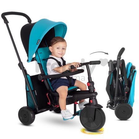 Trojkolka skladacia smarTfold 400S Blue 6v1 smarTrike modrá TouchSteering kompaktná s EVA kolesami od 9 mes