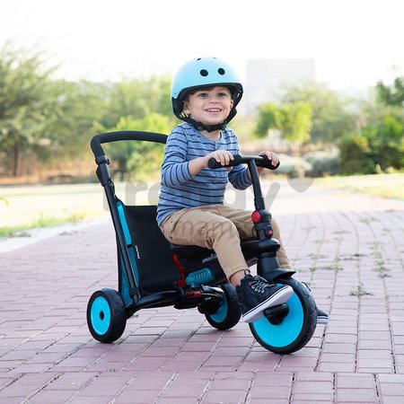 Trojkolka skladacia a sklápateľná smarTfold 6v1 smarTrike 300 Plus Blue TouchSteering kompaktná s EVA kolesami od 10 mes