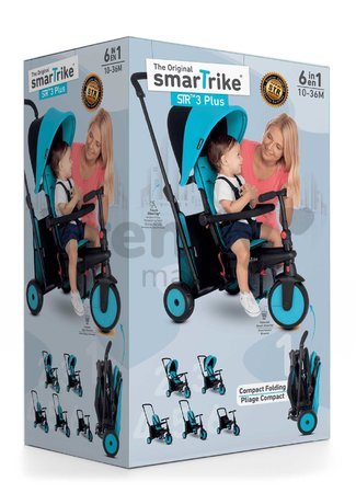 Trojkolka skladacia a sklápateľná smarTfold 6v1 smarTrike 300 Plus Blue TouchSteering kompaktná s EVA kolesami od 10 mes