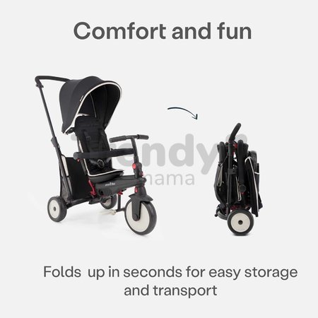 Trojkolka skladacia a sklápateľná smarTfold 6v1 Black smarTrike 300 Plus Touchsteering kompaktná s EVA kolesami od 10 mes