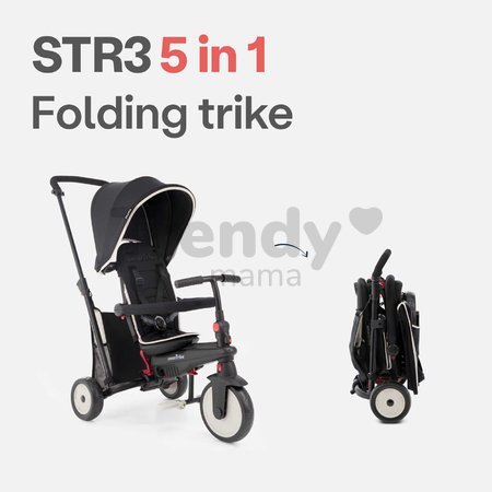 Trojkolka skladacia a sklápateľná smarTfold 6v1 Black smarTrike 300 Plus Touchsteering kompaktná s EVA kolesami od 10 mes