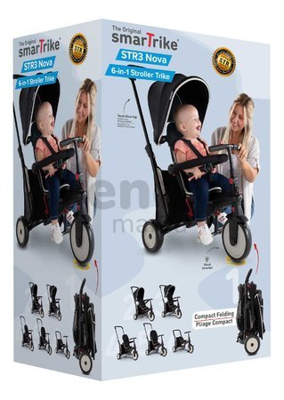 Trojkolka skladacia a sklápateľná smarTfold 6v1 Black smarTrike 300 Plus Touchsteering kompaktná s EVA kolesami od 10 mes