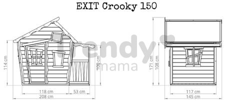 Domček cédrový Crooky 150 Exit Toys s verandou a vodeodolnou strechou sivo béžový