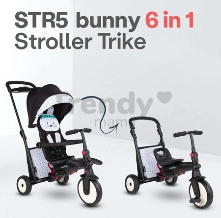 Trojkolka a kočík skladacia STR5 toT's Bunny 7v1 smarTrike Zajac so sklápateľným sedadlom TouchSteering s EVA kolesami od 6 mes