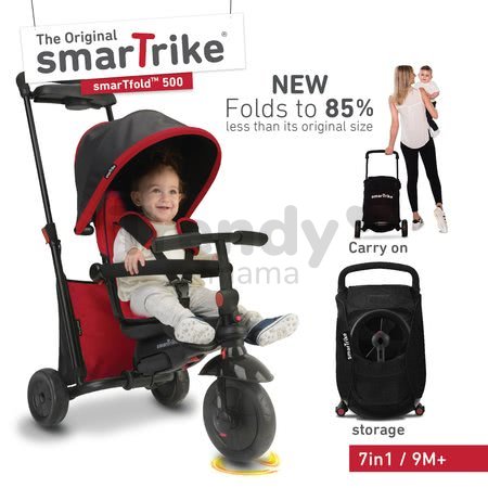 Trojkolka skladacia smarTfold 7v1 500 smarTrike TouchSteering polstrovaná s EVA kolesami červená od 9 mes