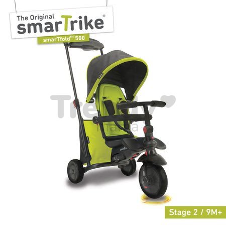 Tříkolka skládací smarTfold 7v1 smarTrike 500 TouchSteering polstrovaná s EVA kolečky zelená od 9 měsíců