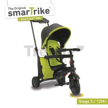 Tříkolka skládací smarTfold 7v1 smarTrike 500 TouchSteering polstrovaná s EVA kolečky zelená od 9 měsíců