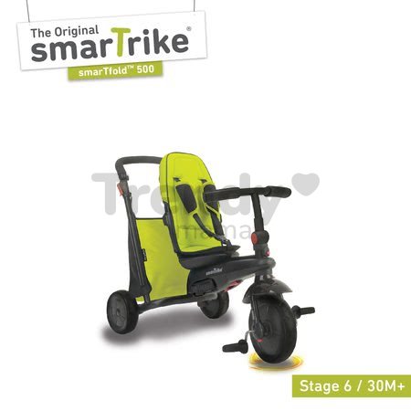 Tříkolka skládací smarTfold 7v1 smarTrike 500 TouchSteering polstrovaná s EVA kolečky zelená od 9 měsíců