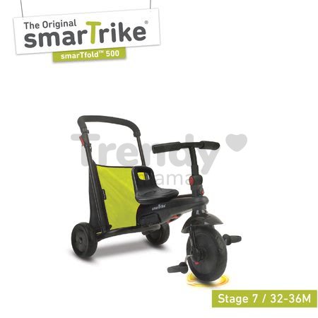 Tříkolka skládací smarTfold 7v1 smarTrike 500 TouchSteering polstrovaná s EVA kolečky zelená od 9 měsíců