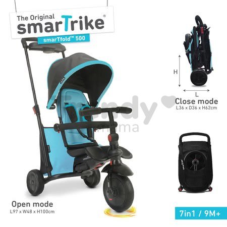 Trojkolka skladacia smarTfold 7v1 500 TouchSteering smarTrike polstrovaná s EVA kolesami modrá od 9 mes
