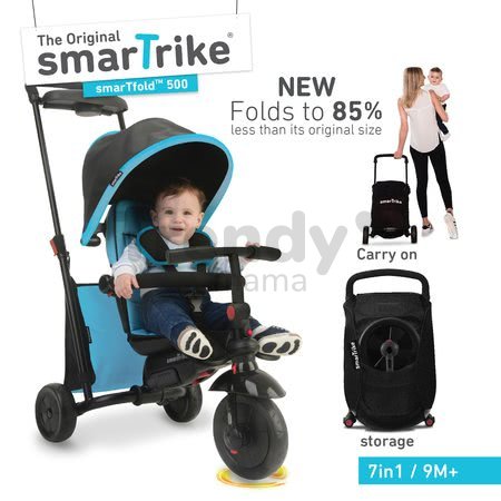 Trojkolka skladacia smarTfold 7v1 500 TouchSteering smarTrike polstrovaná s EVA kolesami modrá od 9 mes
