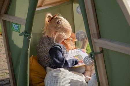 Domček a stan z cyprusového dreva Yuki 100 Playhouse Exit Toys s plátnom s magnetickým uzatváraním od 24 mes