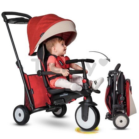 Trojkolka skladacia smarTfold 7v1 500 Stroller Melange smarTrike TouchSteering červená polstrovaná s EVA kolesami od 9 mesiacov ako kočík