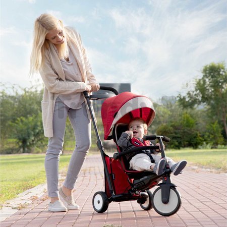 Trojkolka skladacia smarTfold 7v1 500 Stroller Melange smarTrike TouchSteering červená polstrovaná s EVA kolesami od 9 mesiacov ako kočík