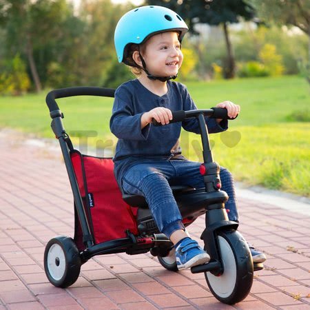 Trojkolka skladacia smarTfold 7v1 500 Stroller Melange smarTrike TouchSteering červená polstrovaná s EVA kolesami od 9 mesiacov ako kočík