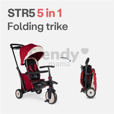 Trojkolka skladacia smarTfold 7v1 500 Stroller Melange smarTrike TouchSteering červená polstrovaná s EVA kolesami od 9 mesiacov ako kočík