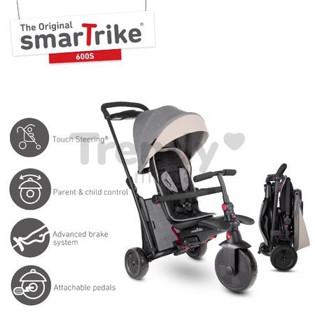 Trojkolka skladacia smarTfold 600S Melange 7v1 smarTrike Luxusná TouchSteering polstrovaná s EVA kolesami od 9 mes