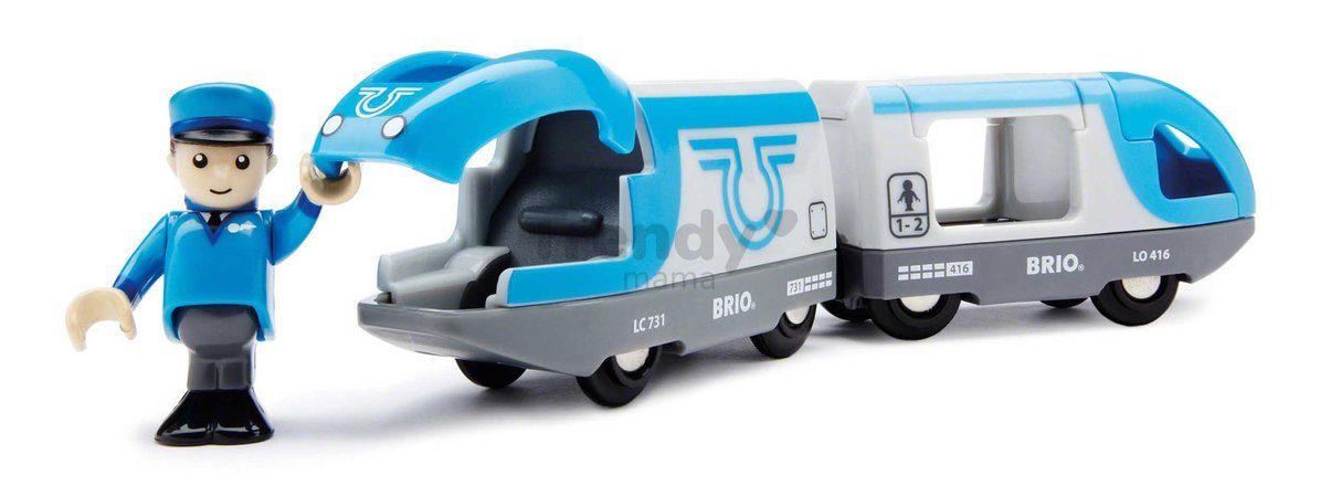 Drevený vláčik Travel BatteryTrain BRIO elektronický s figúrkou a pohybom vpred a vzad od 3 rokov BRIO5064