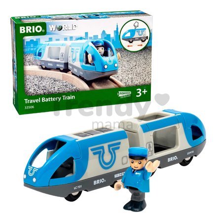 Drevený vláčik Travel BatteryTrain BRIO elektronický s figúrkou a pohybom vpred a vzad od 3 rokov BRIO5064
