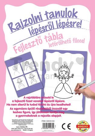 Náučná hra tabuľa Kresli a zmaž Dohány ružová - Učíme sa kresliť pomocou obrázkov
